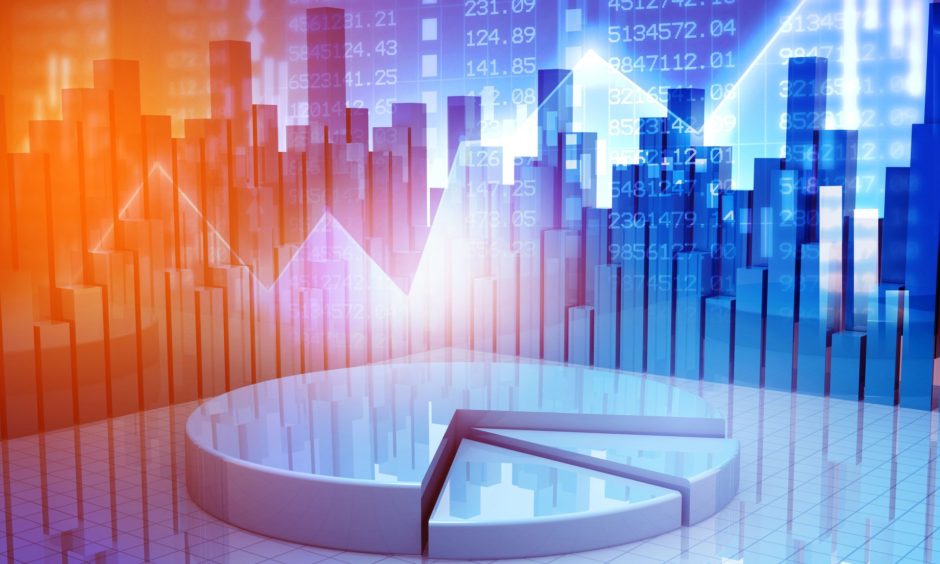 Business graphs and financial reports